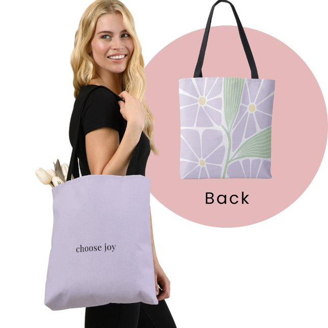 Choose Joy - Purple Florals Affirmation  Tote Bag (Creator Uploaded)