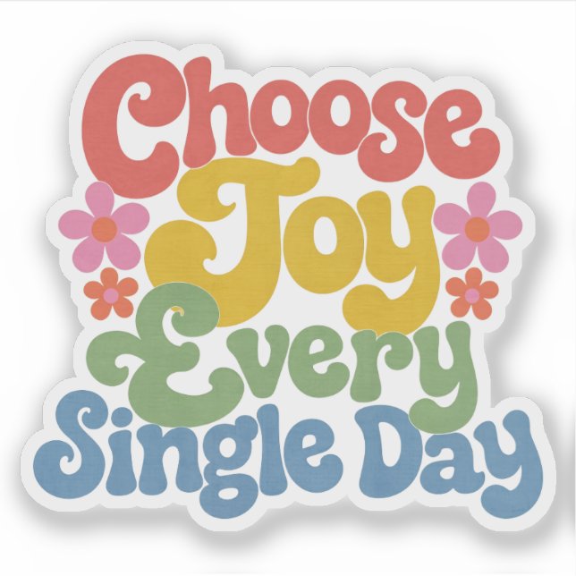 Choose Joy Retro Rainbow Sticker (Front)