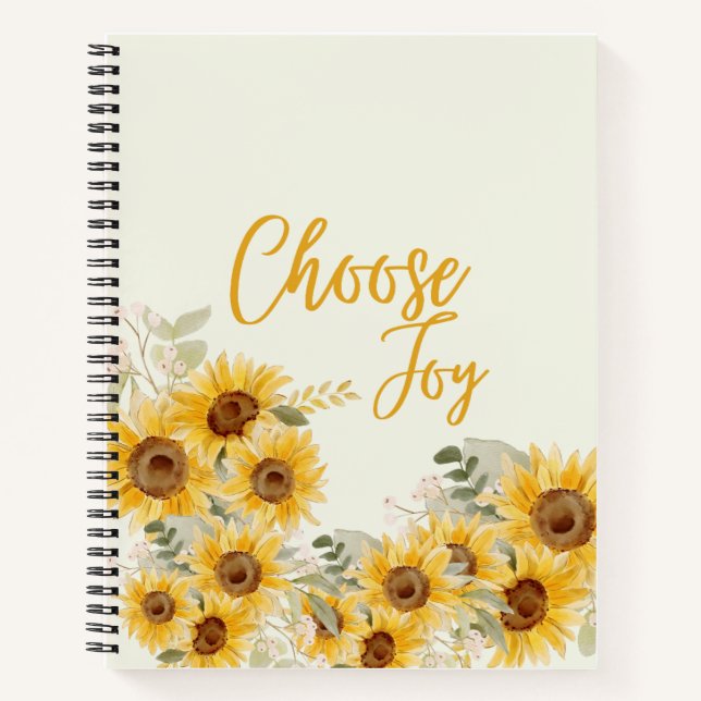 "Choose Joy" Sunflower Journal/Notebook Notebook (Front)