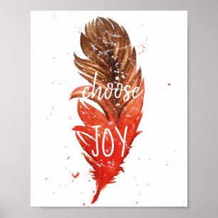 Choose Joy // Watercolor Feather Poster