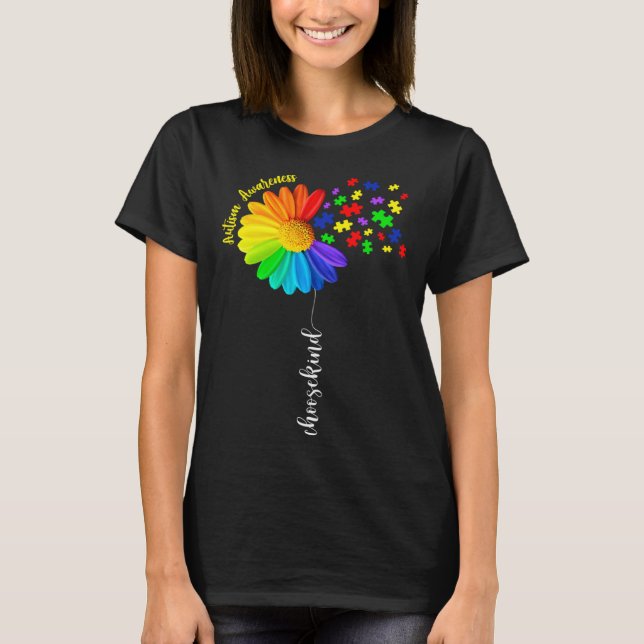 Choose Kind Autism Awareness Month Sunflower Dad M T-Shirt (Front)