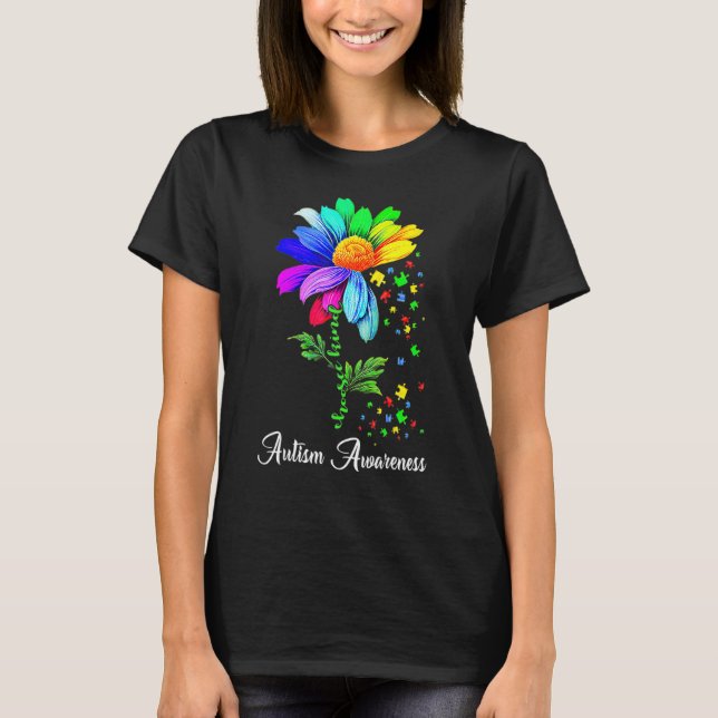 Choose Kind Autism Awareness Month Women Sunflower T-Shirt (Front)
