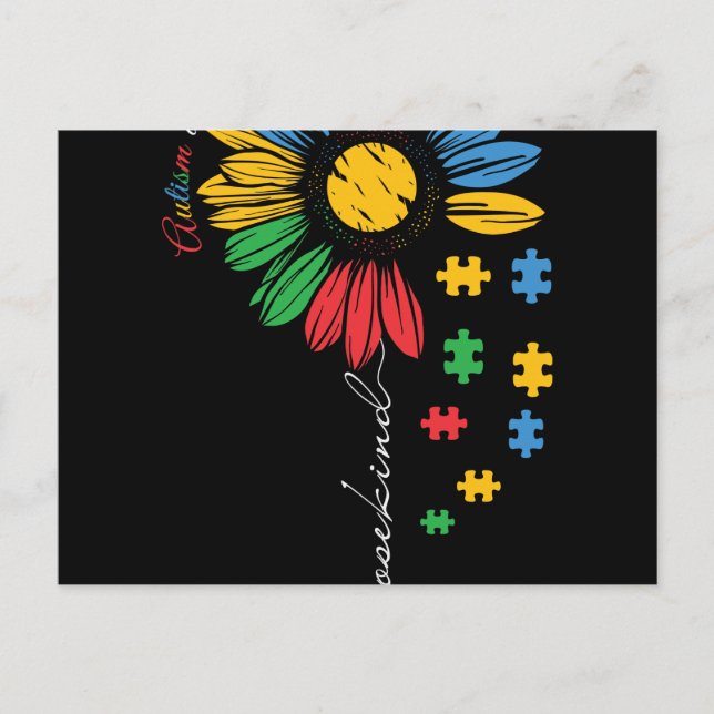 Choose Kind Autism awareness Sunflower Announcement Postcard (Front)