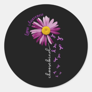 Choose Kind Lupus Awareness Gift Purple Ribbon Classic Round Sticker