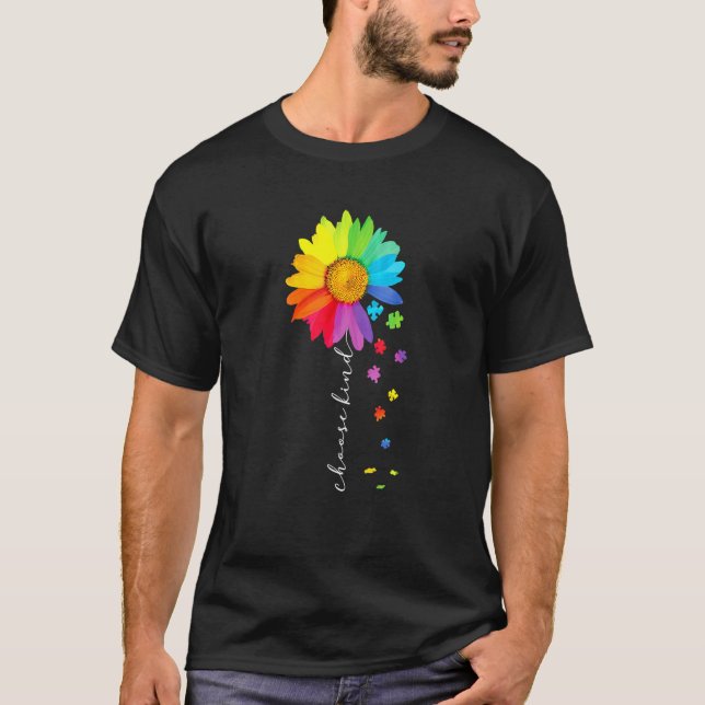 Choose Kind Rainbow Sunflower Warrior Autism Aware T-Shirt (Front)