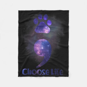 Choose Life Semicolon Cat Paw Suicide Prevention A Fleece Blanket