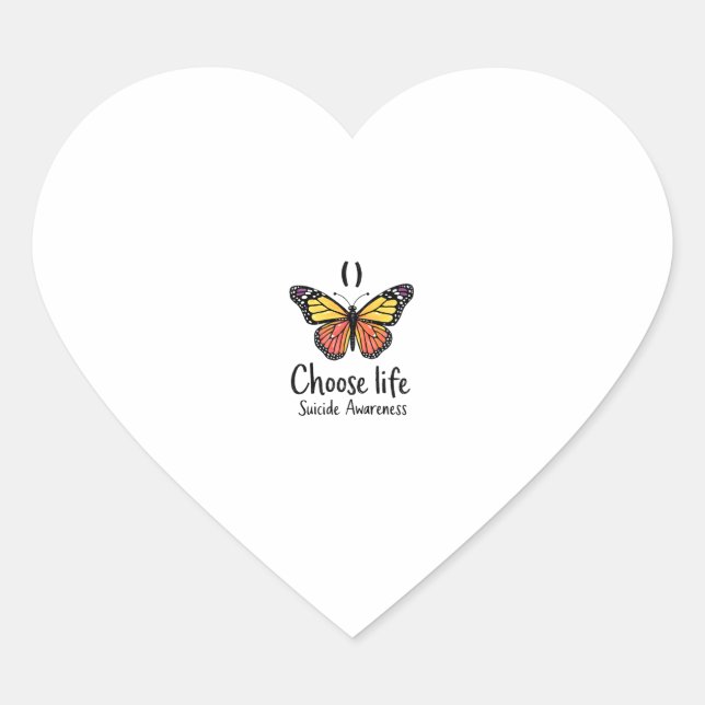 Choose life suicide Awareness Colorful Dragonfly T Heart Sticker (Front)