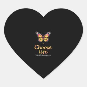 Choose life suicide Awareness Colorful Dragonfly T Heart Sticker