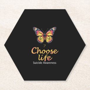Choose life suicide Awareness Colorful Dragonfly T Paper Coaster