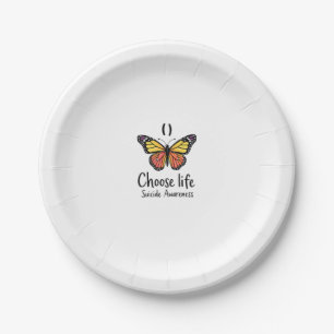 Choose life suicide Awareness Colorful Dragonfly T Paper Plate