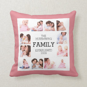 Choose Main Colour Custom Family Photos Throw Pillow