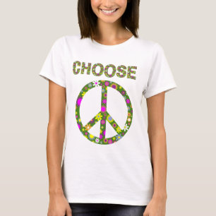 Choose Peace - Retro Flower Peace Sign T-Shirt