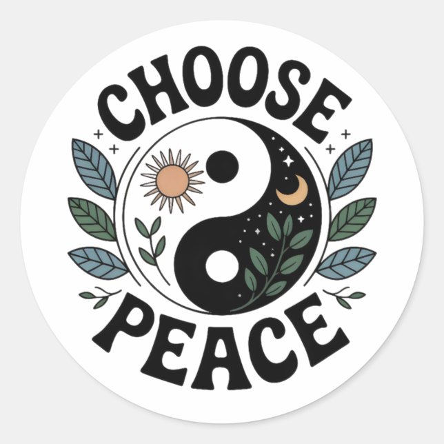 Choose Peace Yin-Yang Sticker (Front)