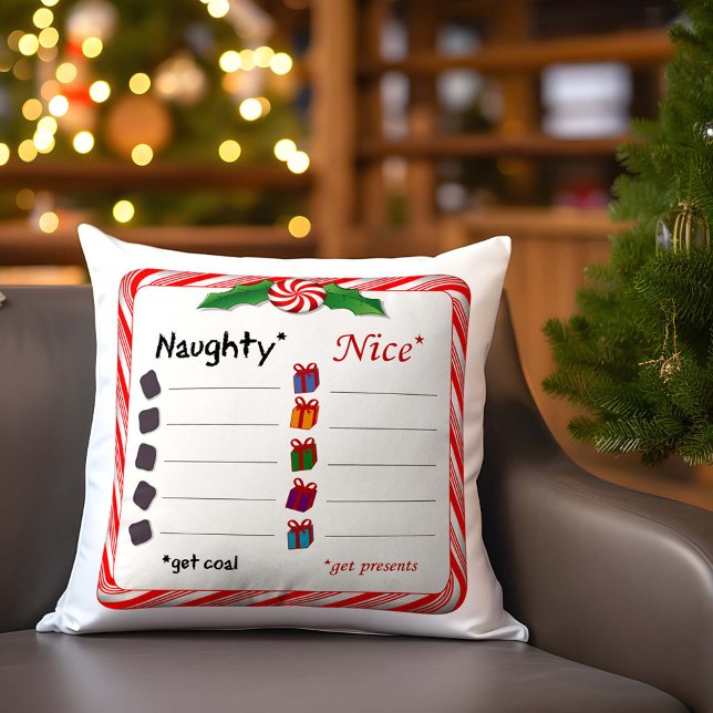 Choose Sides, Naughty or Nice? Throw Pillow (Choose Sides, Naughty or Nice? Which side are you on?  The Naughty get COAL. The Nice get PRESENTS! )
