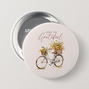 Choose to Be Grateful – Bicycle & Rustic Fall 3 Inch Round Button