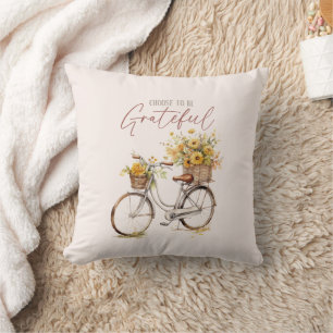 Choose to Be Grateful – Bicycle & Rustic Fall Throw Pillow