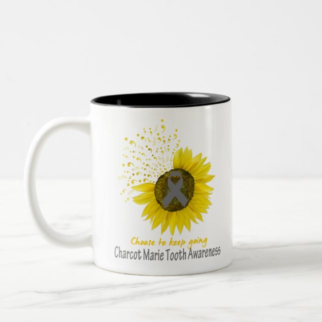 Choose To Keep Going Charcot Marie Tooth Awareness Two-Tone Coffee Mug (Left)