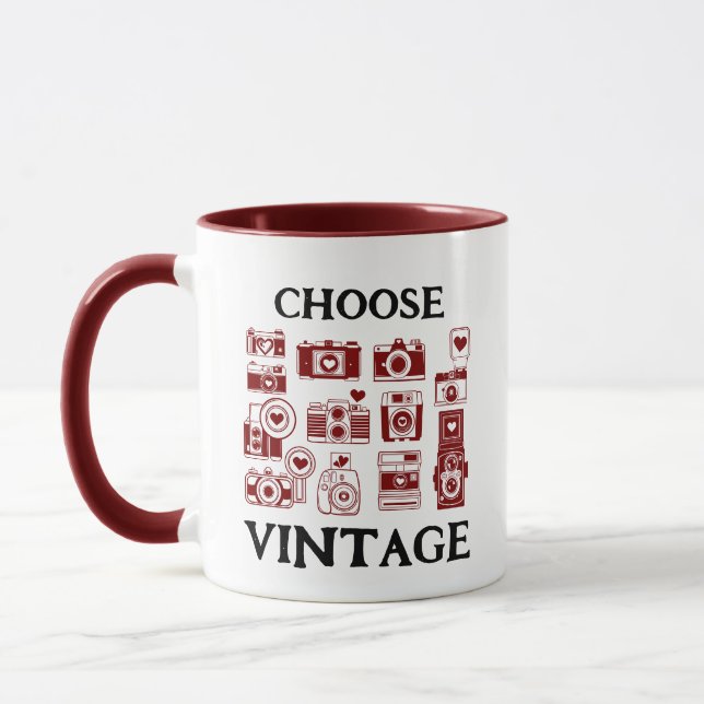 Choose Vintage Retro Camera Collage Mug (Left)