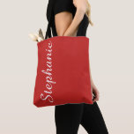 CHOOSE YOUR COLOR Custom Tote with Name<br><div class="desc">This trendy,  bold red and white personalized tote bag features your choice of colour background and name in jumbo modern typography.  Name is only on one side in case privacy is desired.  An elegant gift for members of your bridal party.  All Rights Reserved © 2019 Alan & Marcia Socolik.</div>