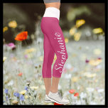 CHOOSE YOUR COLOR custom yoga capri leggings<br><div class="desc">CHOOSE YOUR COLOR custom yoga capri leggings! Printed edge to edge, with your name in large white script up one leg! Sample is pink with white waistband, but you can easily customize to colour of your choice. Also easy to change or delete example text. All Rights Reserved © 2020 Alan...</div>