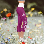 CHOOSE YOUR COLOR custom yoga capri leggings<br><div class="desc">CHOOSE YOUR COLOR custom yoga capri leggings! Printed edge to edge, with your name in large white script up one leg! Sample is rich berry with white waistband, but you can easily customize to colour of your choice. Also easy to change or delete example text, "create your own". All Rights...</div>