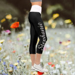 CHOOSE YOUR COLOR custom yoga capri leggings<br><div class="desc">CHOOSE YOUR COLOR custom yoga capri leggings! Printed edge to edge, with your name in large white script up one leg! Sample is black with white waistband, but you can easily customize to colour of your choice. Also easy to change or delete example text. All Rights Reserved © 2020 Alan...</div>
