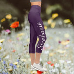CHOOSE YOUR COLOR custom yoga capri leggings<br><div class="desc">CHOOSE YOUR COLOR custom yoga capri leggings! Printed edge to edge, with your name in large white script up one leg! Sample is deep aubergine purple, but you can easily customize to colour of your choice. Also easy to change or delete example text. All Rights Reserved © 2020 Alan &...</div>