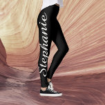 CHOOSE YOUR COLOR Custom Yoga Leggings with Name<br><div class="desc">CHOOSE YOUR COLOR custom yoga leggings!  Printed edge to edge,  with your name in large white script up one leg! Sample is black,  but you can easily customize to colour of your choice.   Also easy to change or delete example text.  All Rights Reserved © 2016 Alan & Marcia Socolik.</div>