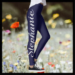 CHOOSE YOUR COLOR Custom Yoga Leggings with Name<br><div class="desc">CHOOSE YOUR COLOR custom yoga leggings! Printed edge to edge, with your name in large white script up one leg! Sample is midnight blue , but you can easily customize to colour of your choice. Also easy to change or delete example text. All Rights Reserved © 2016 Alan & Marcia...</div>