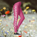 CHOOSE YOUR COLOR Custom Yoga Leggings with Name<br><div class="desc">CHOOSE YOUR COLOR custom yoga leggings! Printed edge to edge, with your name in large white script up one leg! Sample is pink, but you can easily customize to colour of your choice. Also easy to change or delete example text, "create your own". All Rights Reserved © 2016 Alan &...</div>
