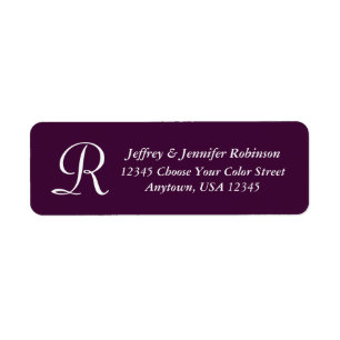 CHOOSE YOUR COLOR Name and Address Label Monogram