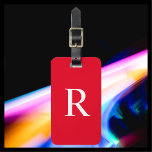 CHOOSE YOUR COLOR or Cherry Red Monogram Bag  Luggage Tag<br><div class="desc">CHOOSE YOUR COLOR Monogram Minimalist Luggage Bag Tag - You be the designer!!! This modern Luggage Tag in a classic font is your colour with white monogram and white text. Default background is christmas cherry red. Simple, elegant, and chic! Easy to personalize, or delete example text. All Rights Reserved ©...</div>