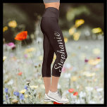 CHOOSE YOUR COLOR or dark brown yoga Capri Leggings<br><div class="desc">CHOOSE YOUR COLOR custom yoga capri leggings! Printed edge to edge, with your name in large white script up one leg! Sample is dark brown, but you can easily customize to colour of your choice. Also easy to change or delete example text. All Rights Reserved © 2020 Alan & Marcia...</div>