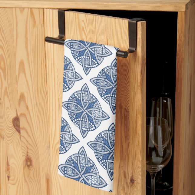 Choose Your Colour Celtic Knot Decorative Pattern  Kitchen Towel (Thirds Fold)