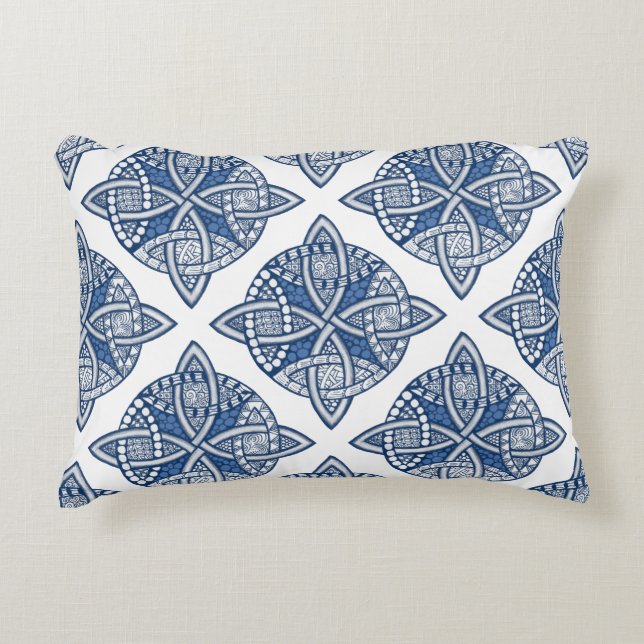 Choose Your Colour Celtic Knot Pattern Blue Accent Pillow (Front)