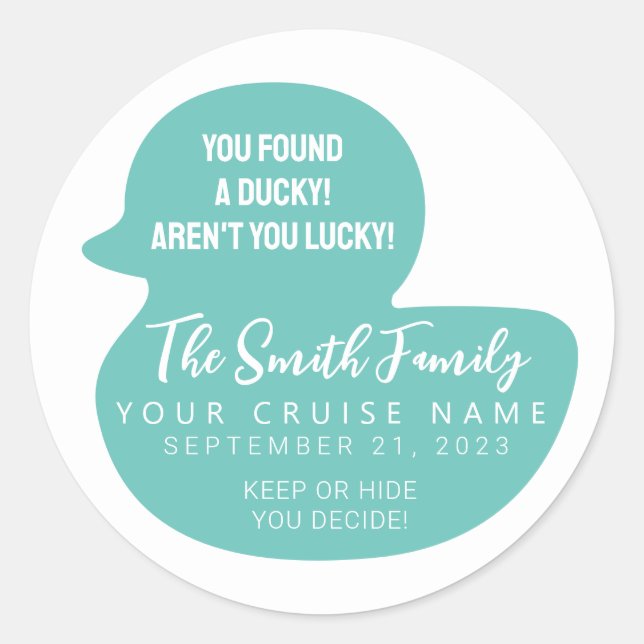 Choose Your Colour Cruise Duck Classic Round Sticker (Front)