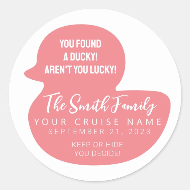  Choose Your Colour Cruise Duck Classic Round Sticker (Front)