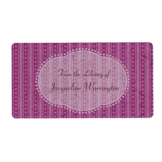 Choose Your Colour Dainty Stripes Book Plate Label (Front)