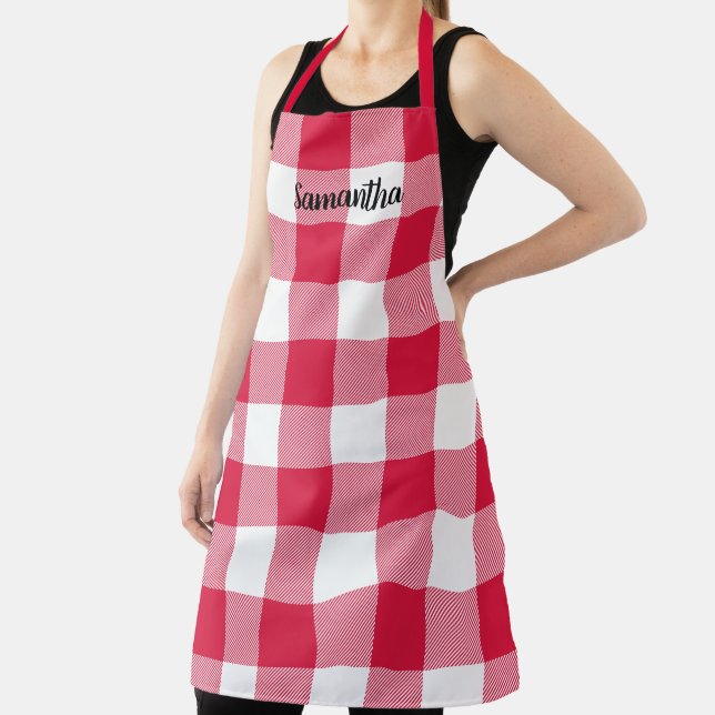 Choose Your Colour Gingham Plaid Personalized Apron (Insitu)