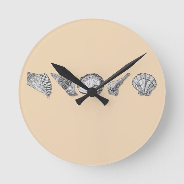 Choose Your Colour Seashell Art Round Clock (Front)