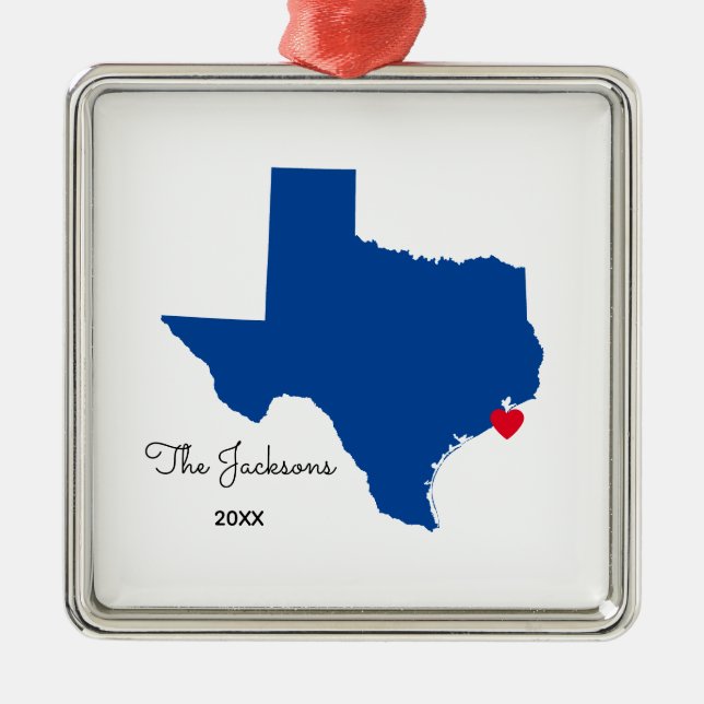 Choose Your Colour Texas Map Shape Metal Ornament (Front)