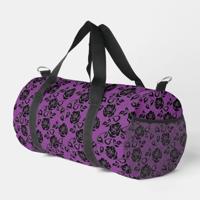 Choose Your Colours Faux Black Lace Fishnet Purple Duffle Bag (Right Corner)