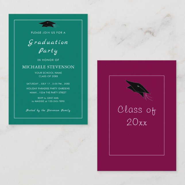 Choose Your Colours Graduation Invitations Example (Front/Back)