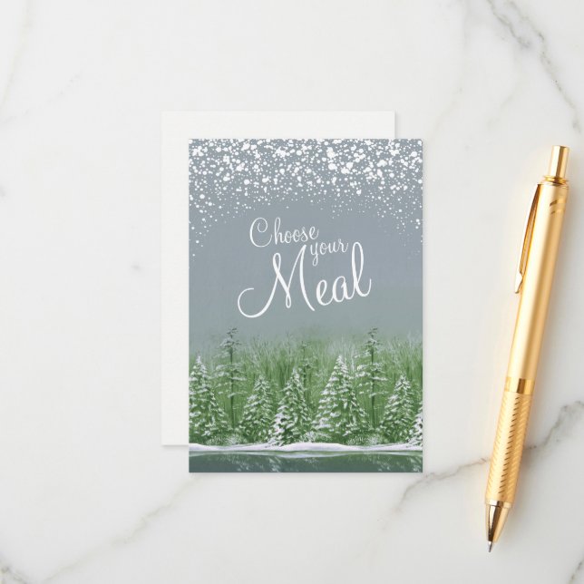 Choose your meal Christmas snow lake grey trees Enclosure Card (Front/Back In Situ)