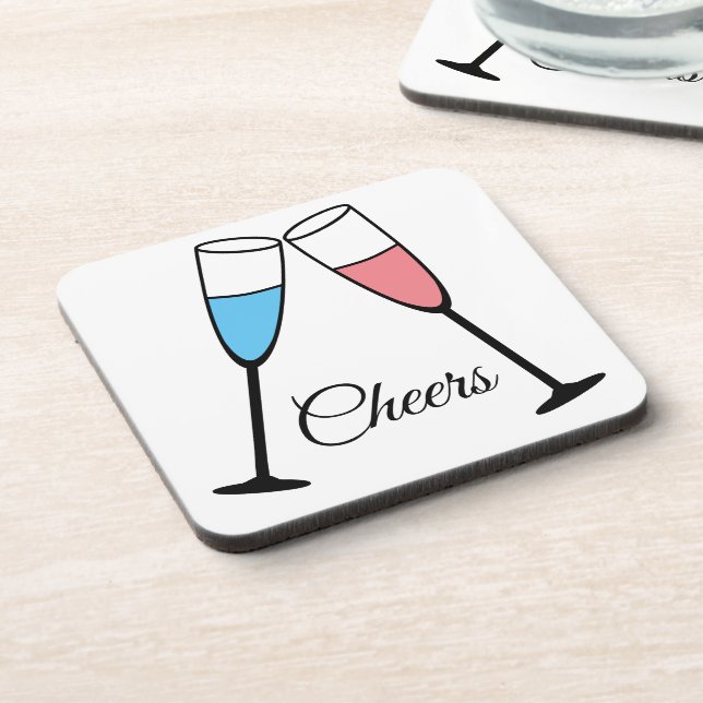 Choose Your Own Color - Fun Champagne Glass Cheers Coaster (Left Side)