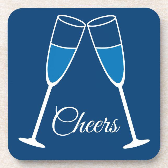 Choose Your Own Color - Fun Champagne Glass Cheers Coaster (Front)