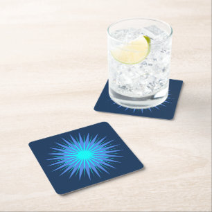 Choose Your Own Colors - Retro Starburst Flower Square Paper Coaster