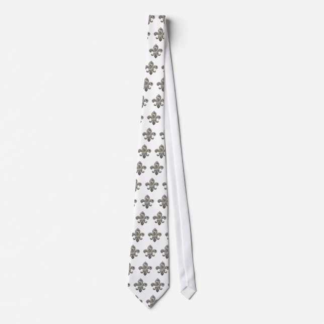 Choose your own colour Tie w/Silver Fleur de Lis (Front)
