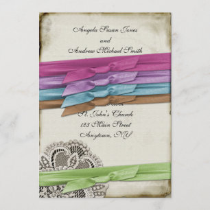Choose Your Ribbon Vintage Lace Invitation