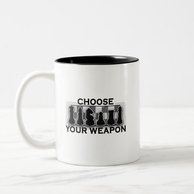 Choose Your Weapon Chess Two-Tone Coffee Mug (Left)